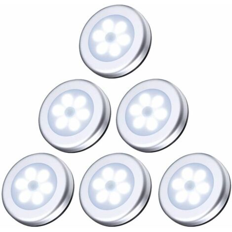 YMYNY Nachtlicht mit Bewegungsmelder, 6 LED-Bewegungsmelder, automatischer Ein-/Aus-LED-Beleuchtungssensor, weißes Licht, batteriebetriebenes Schranklicht, Schrankbeleuchtung für Schlafzimmer, Schrank
