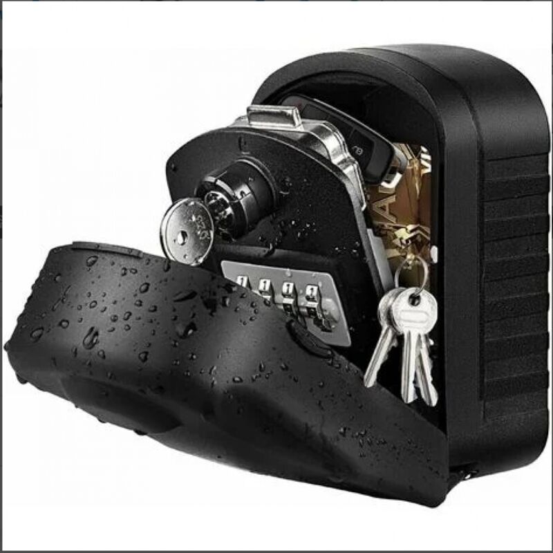 Nouvelle génération] Sécurisée Grand Boîte à Clefs avec Code & Clés d'urgence, Boîte a Clefs Murale avec Couvercle de Protection Extérieur pour