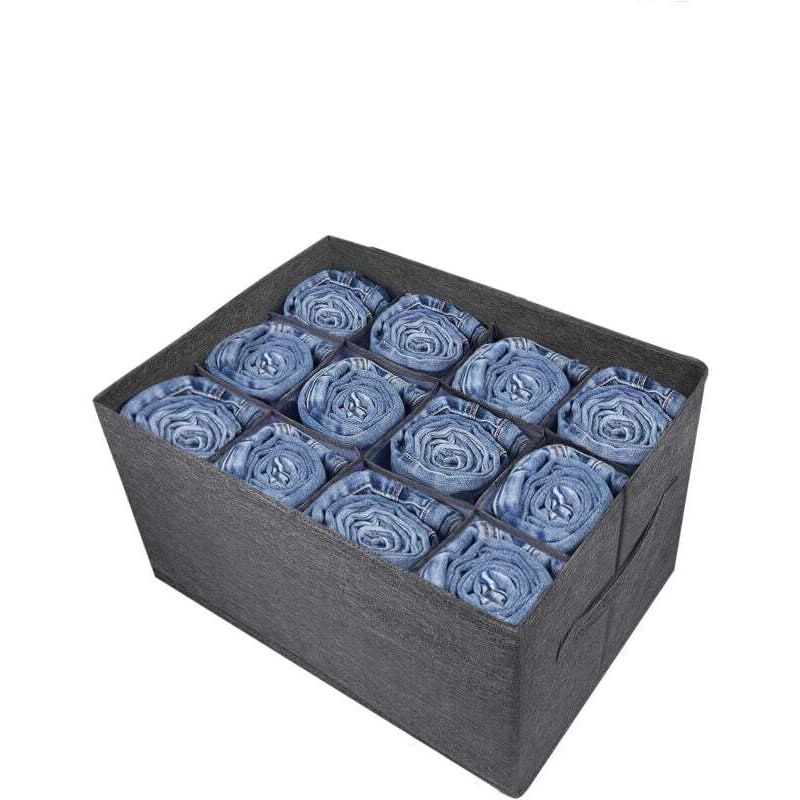 YMYNY Organisateur armoire rangement tiroir vetement - 12 grilles boite de rangement pour vetements, jeans, chandail, serviettes, t-shirts, Rangement