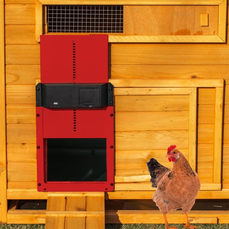Ymyny - Ouvre-porte de poulailler avec capteur de lumière Porte automatique pour poulailler Élevage de poulets en toute sécurité (rouge)