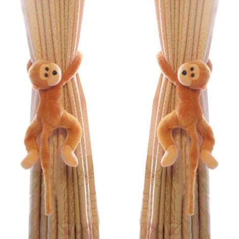 YMYNY Paar Vorhang-Raffhalterhaken, Affen-Vorhangclips, Seil, Tier-Vorhangzubehörhalter, dekorativer Vorhanghalter für Kinderzimmer, Wohnzimmer, Home-Office, Fenster