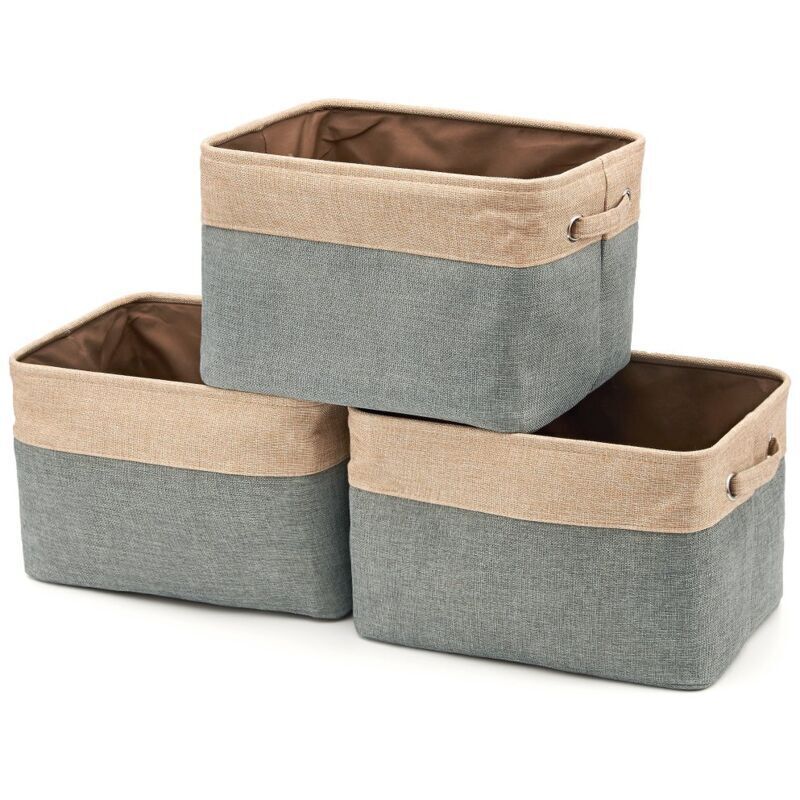 YMYNY Panier de rangement pliable en toile avec poignées - Lot de 3.