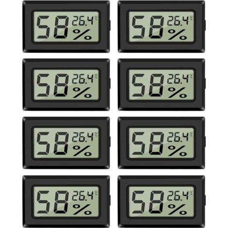 YMYNY - Paquete de 8 mini higrómetros y termómetros digitales para interiores con sensor de temperatura para invernaderos, coches, casa y oficina, Celsius (°C)