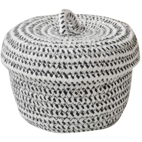 YMYNY Petit panier de rangement avec couvercle en corde de coton naturel, boîte de rangement pour chambre d'enfant, panier pour jouets de bébé