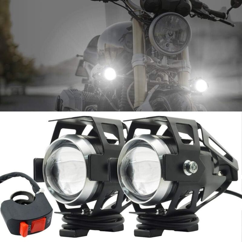 YMYNY Phare auxiliaire de moto, projecteur de feu antibrouillard de moto U5 Spot LED moto 125W 3000LM phare auxiliaire avec interrupteur pour moto