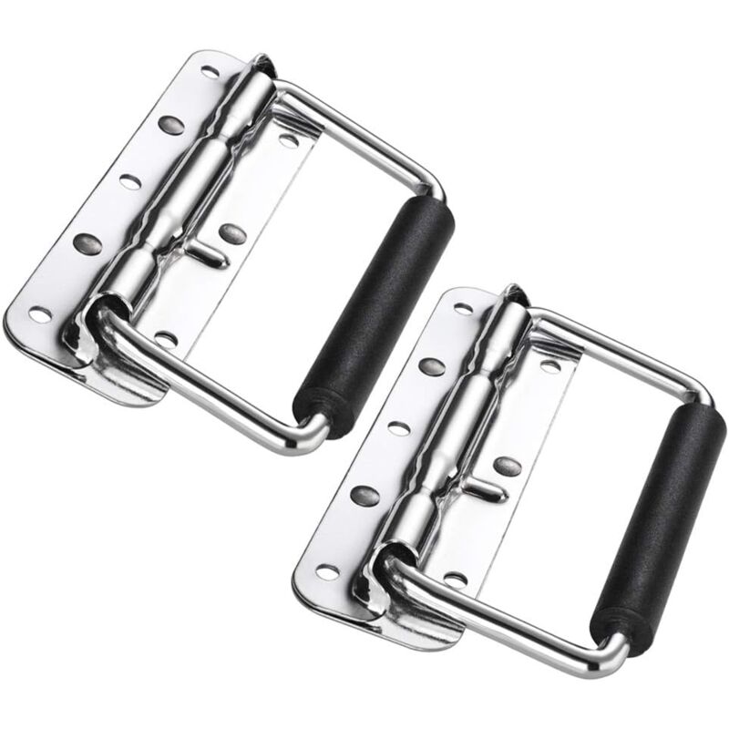 Poignée pliante 2 pièces, poignées de boîte à ressort pour boîtes de quincaillerie, poignées argentées, poignée de transport pour porte de boîte à
