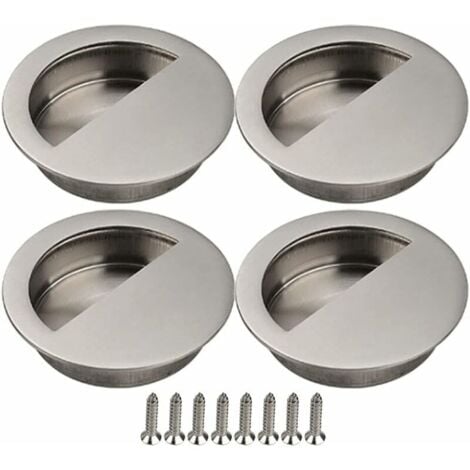 YMYNY Poignée Porte Coulissante 4 Pièces Porte Coulissante Poignee Porte Coulissante Porte Coulissante Placard Poignée Encastrée Poignée de Meuble avec Vis Porte Coulissante Armoire Argent