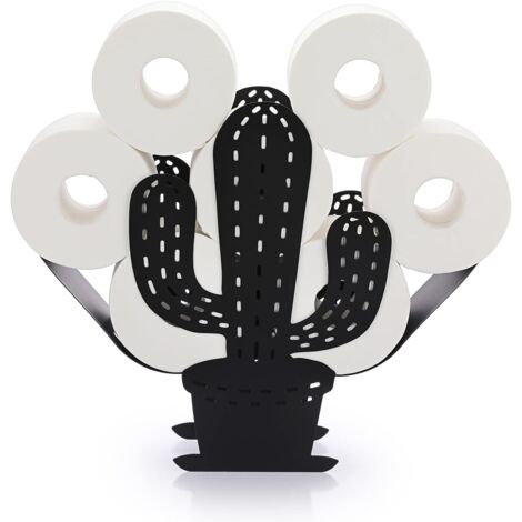 YMYNY Portarrollos de papel higiénico de metal con forma de cactus para baño (negro)