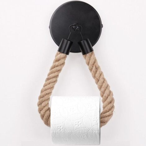 YMYNY Portarrollos de papel higiénico, toallero de cuerda de cáñamo para baño y cocina, soporte para papel higiénico (negro)