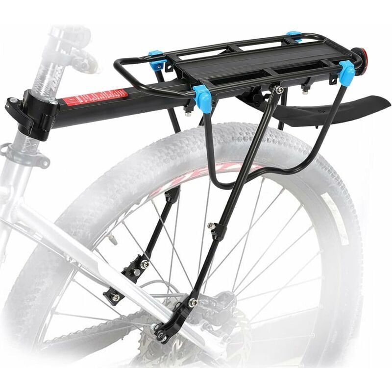 Porte Bagage Vélo Arrière avec Capacité 50KG, Réglable Porte-Bagages Velo vtt Transporteur Tige de Selle avec Réflecteur Aile pour Cyclisme Montagne