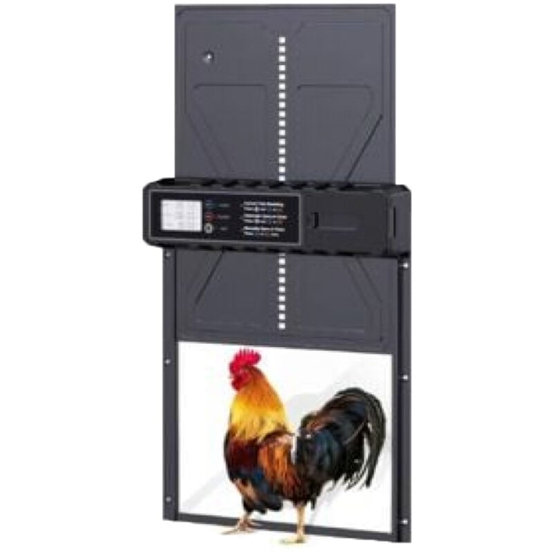 Porte de poulailler automatique minuterie à énergie solaire IP45 étanche, Porte Automatique Poulailler en Aluminium avec Minuterie, Ouvre-Porte