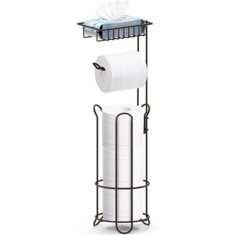 YMYNY Porte Papier Toilette sur Pied Bronze avec Tablette Supérieure, Porte-Serviettes en Papier pour Salle de Bains avec Distributeur et Rangement, Distributeur pour 3 Rouleaux de Rechange