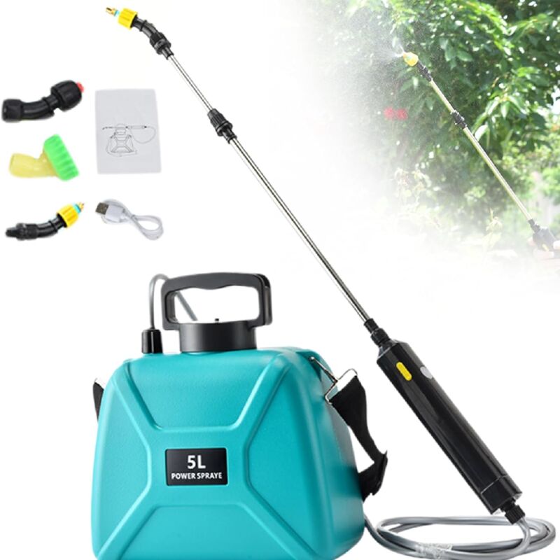 Pulvérisateur Électrique de Jardin avec 3 Buses Réglable, usb Rechargeable, Pulvérisateur de Protection des Plantes pour Jardin, Désherbage et Lavage