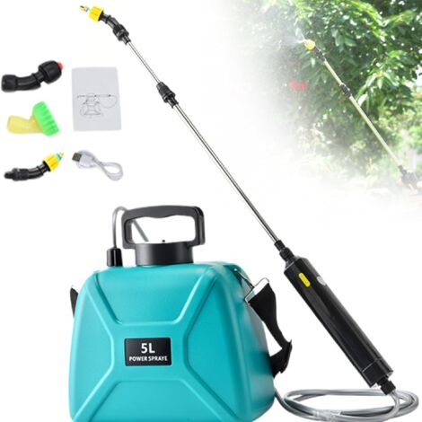 YMYNY Pulvérisateur Électrique de Jardin avec 3 Buses Réglable, USB Rechargeable, Pulvérisateur de Protection des Plantes pour Jardin, Désherbage et Lavage de Voiture (5L Pulvérisateur Vert)
