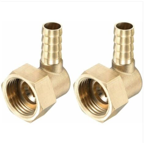 YMYNY Raccord Cannelé Tuyau Laiton Coude 10mm x G1/2 Connecteur Tuyau Femelle à écrou Pivotant pour Eau Carburant Air Paquet de 2