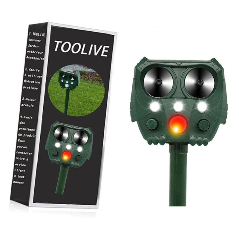 Ymyny - Répulsif à oiseaux, répulsif solaire à ultrasons pour oiseaux, cinq limes, herbe verte