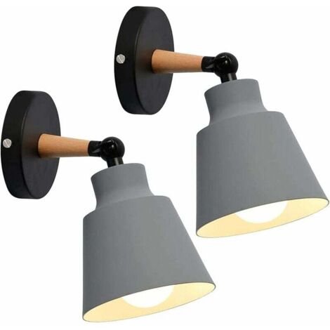 YMYNY Retro-Industrie-Wandleuchter, moderne Wandleuchte für den Innenbereich, E27-Deckenleuchte mit Metallkäfig, Macaron-Design für Schlafzimmer, Küche, Esszimmer (2er-Pack, Grau)