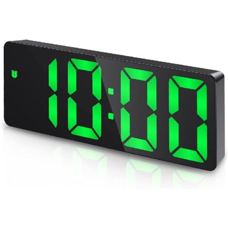 YMYNY Réveil Numérique,Grand écran LED,Horloge de Surface Miroir avec Fonction Snooze et Connexion de Charge USB Réglable en Luminosité Réveil pour Chambre,Bureaux