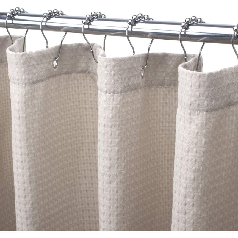 Rideau de douche beige pour chambre à coucher, rideau de douche gaufré, 72 x 72 pouces, lavable en machine, rideau de douche d'hôtel, 230 g/m², nid