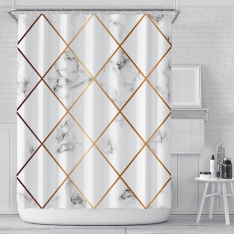 YMYNY Rideau de Douche Marbre Résistant à la Moisissure Imperméable Anti Moisissure en Tissu Polyester Rideaux de Douche avec 12 Crochets 180x180cm