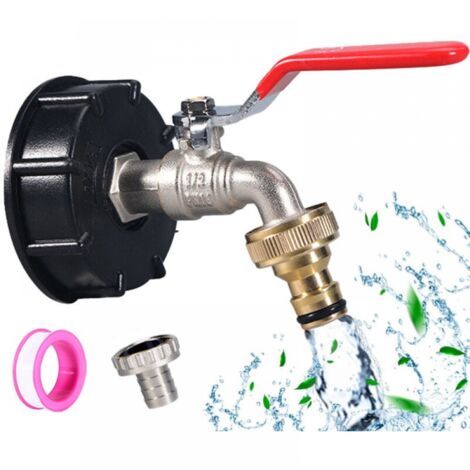 YMYNY Robinet Cuve 1000L ,Raccord robinet en laiton chromé , S60X6 IBC Raccord Robinet, Robinet de Jardin pour Recuperateur Eau de Pluie (Adaptateur 1/2"), pour d'adaptateur de cuve