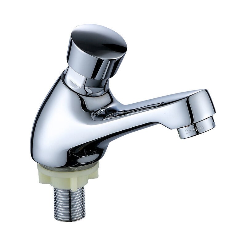 Ymyny - Robinet de lavabo à fermeture automatique, robinet chromé à économie d'eau à fermeture automatique (1 pièce)
