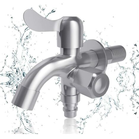 YMYNY Robinet double 1/2" en acier inoxydable 304 pour machine à laver, lave-vaisselle, jardin, maison et industrie, résistant au gel