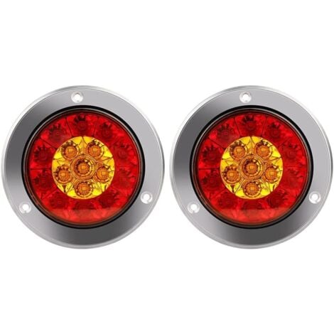 YMYNY Rundes LED-Bremslicht, 4x4 Zoll rote und gelbe LED-Rücklichter, Blinker