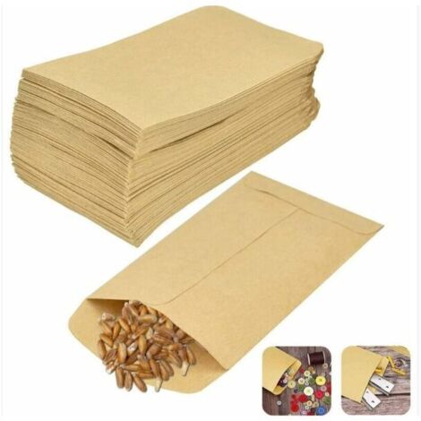 YMYNY Sacs en Papier Kraft Marron 10 x 6 cm Sac Alimentaire Pochette Kraft Graines Sachet Recyclable Sac en Kraft Papier Vintage pour Semences Bonbons Biscuits Lettres，，100Pcs