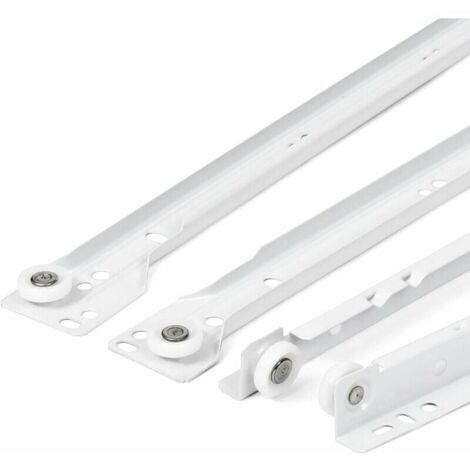 YMYNY Schubladenführungen 400 mm – 2er-Pack (1 Paar) weiße Schubladenführungsschienen, Teilauszug-Führungssystem – einfach zu montierendes Schubladenführungsset