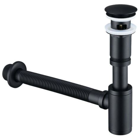 YMYNY Siphon de lavabo avec bonde Siphon universel et bonde d'écoulement de salle de bain plein pour lavabo noir mat 1/4 x 30 mm siphon pop-up, bonde vidage syphon