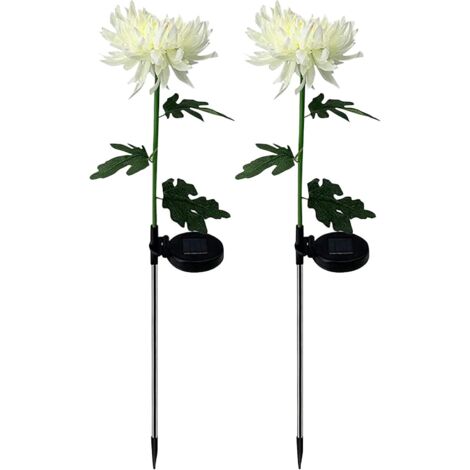 YMYNY Solar-Chrysanthemenlicht für den Außenbereich, künstliche Frühlings-Chrysanthemen-Solar-Gartenstecker, LED, solarbetriebene Blumenlichter für Garten, Terrasse, Hof, Rasen (B02-2PC)