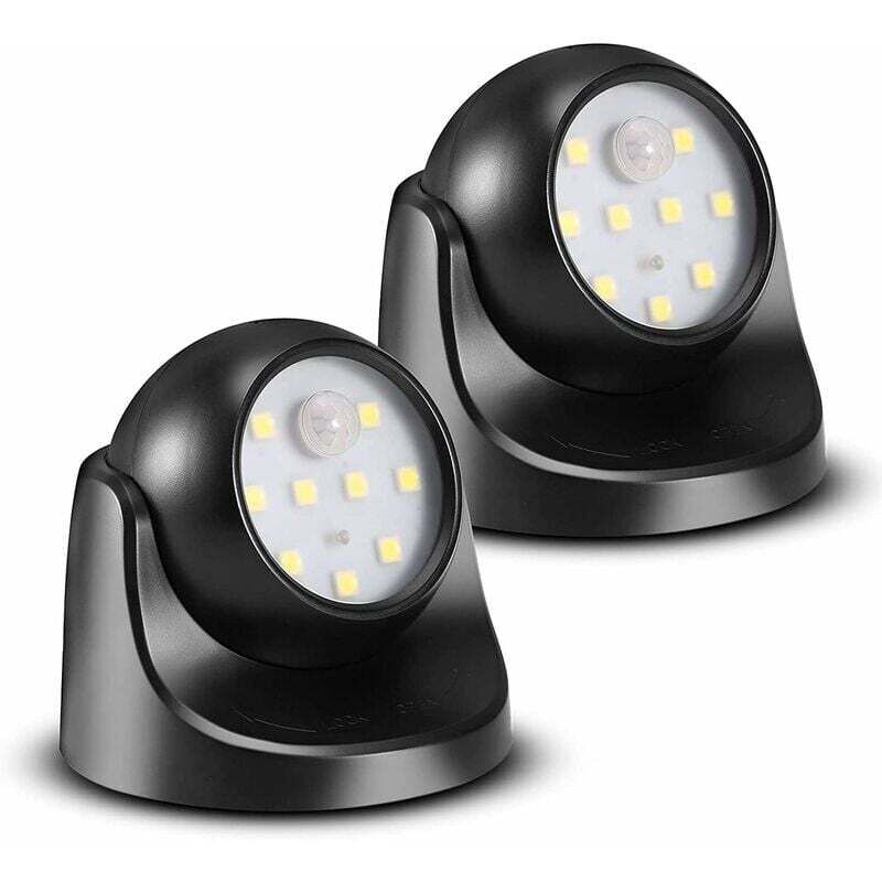 YMYNY Spot LED avec Detecteur de mouvement, 2 Unités Projecteur LED Sans Fil, 150 Lumen, Sphère Amovible, Rotation et Inclinaison à 360 degrés