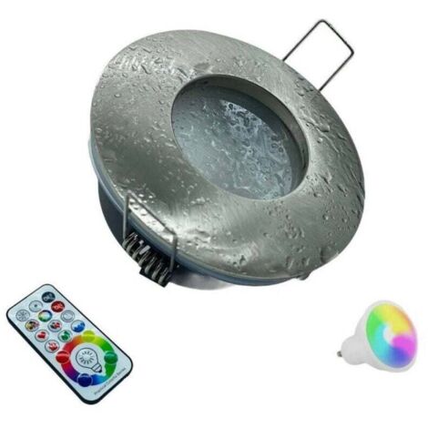 YMYNY Spot LED encastrable pour cabine de douche, lampe RGBW 10 W GU10, chromothérapie - Chrome satiné