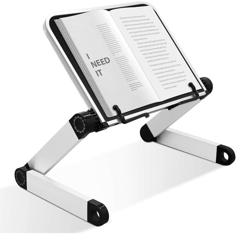 Support de livre réglable, hauteur et angle réglables, support de livre ergonomique avec trombones pour grands livres scolaires, tablette, livres de