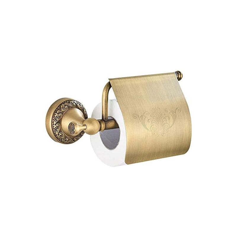 Support de Papier Toilette avec Couvercle en Laiton Qualité avec la Base Sculpté dans Le Style Antique Porte Papier Toilette de Couleur Bronze