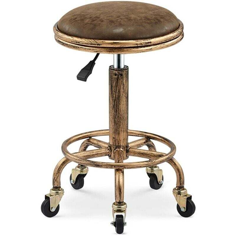 YMYNY Tabouret Bar Vintage, Tabouret roulettes, 360° Tabouret Bar Pivotant, 50-64cm, Tabouret Coiffure Tabouret Atelier Table Bar Tabouret