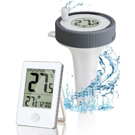 YMYNY Thermomètre de piscine numérique sans fil, flottant, facile à lire, étanche IP67 avec contrôle de la température pour piscine, baignoire, étang, blanc