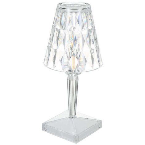 YMYNY Tischlampe aus Acryl mit Diamanten, Touch-Steuerung, 3 Lichtfarben, einstellbare Helligkeit, Kristall-Nachttischlampe, wiederaufladbar über USB
