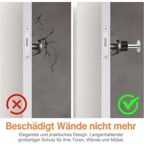 YMYNY - Tope de puerta de pared (80 mm), 1 unidad, protector de pared con tirador de acero inoxidable y tope de goma, autoadhesivo para montaje en pared y protección de puertas (plata-1)