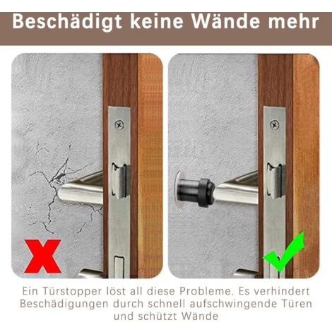 YMYNY Türstopper aus Edelstahl, Wandmontierter Türstopper mit Gummi, Türstopper ohne Bohren, Selbstklebender Türstopper für alle Hartböden zum Schutz von Wänden und Möbeln – Schwarz (8 cm) – 2 Stück