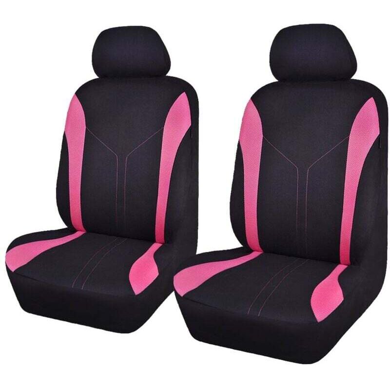 Image of Universal-Autositzbezüge aus modischem Netzgewebe (2 Vorderseiten, Schwarz Pink) - Ymyny