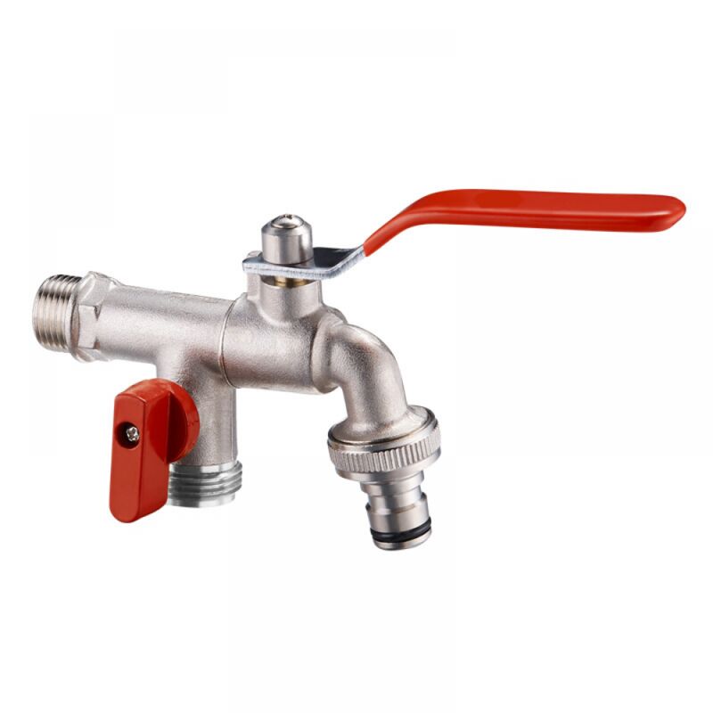 Ymyny - Vanne nickelée jardin ménage manuel double tête une en deux sortie dn15 laiton machine à laver robinet extérieur