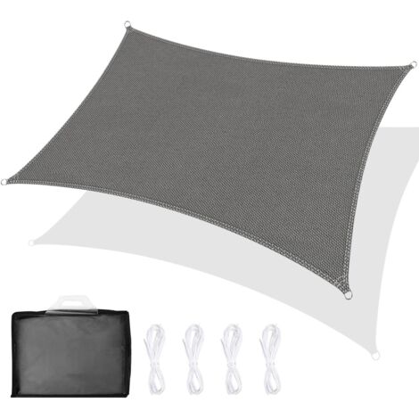 YMYNY Voile d'ombrage Rectangle 2 x 3m, Voile Ombrage Une Protection des Rayons UV à 98%, Toile Ombrage pour en Plein air, Jardin & terrasse, Pelouse, avec Corde, Gris