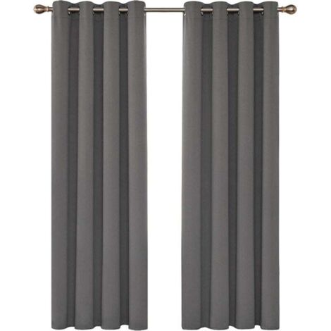 YMYNY Wärmeisolierte Verdunkelungsvorhänge für Wohnzimmer und Schlafzimmer, modernes Ösendesign, 132 x 160 cm (Breite x Höhe), Hellgrau, 2er-Pack