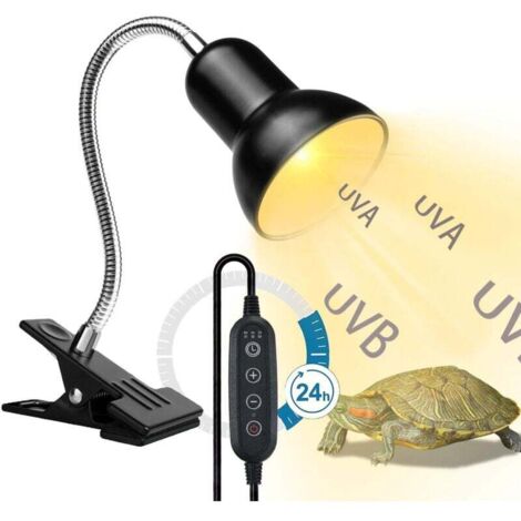 YMYNY Wärmelampe, UVA UVB Reptilien-Wärmelampe mit 360° drehbarem Schlauch und Timer, E27 Schildkröten-Terrarium-Wärmelampe mit Timer und Temperaturregelung, ohne Glühbirne