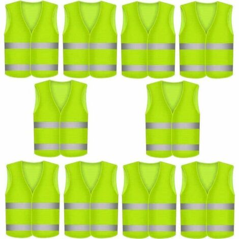 YMYNY Warnwesten mit hoher Sichtbarkeit – 10er-Pack gelbe Warnwesten für die Sichtbarkeit beim Radfahren, Motorradfahren und Autofahren – fluoreszierend und gut sichtbar