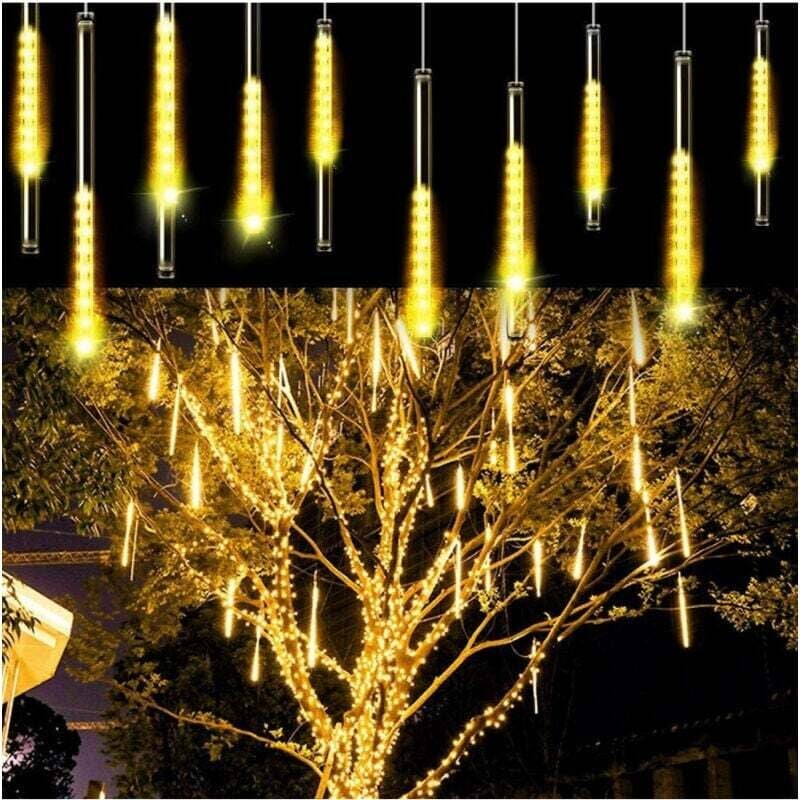 Image of Ymyny - Weihnachtsbeleuchtung für den Außenbereich, LED-Regeneffekt, Sternschnuppe, Warmweiß -