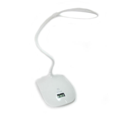YMYNY Wiederaufladbare 8-LED-Touch-Schreibtischlampe mit schwenkbarer Uhr -