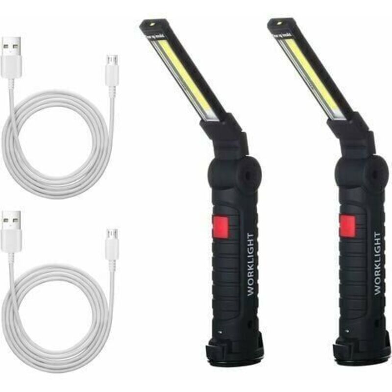 X Lampe de travail à led rechargeable Lampe de poche d'atelier Lampe de travail à led avec base magnétique Lampe d'inspection pour randonnée,